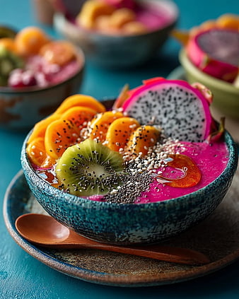 Vibrant Dragon Fruit Smoothie Bowl with Tropical Fruits