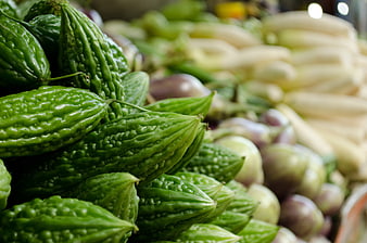 Fresh Bitter Melon Vegetables At Asian Farmers Market