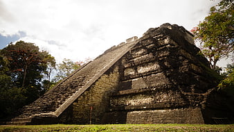 Ancient Mayan Pyramid Ruins in Jungle Guatemala