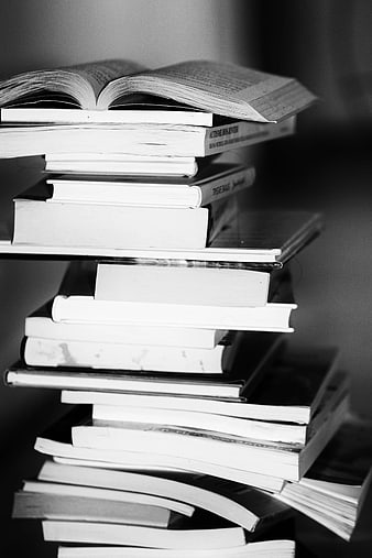 Stack of Books in Black and White