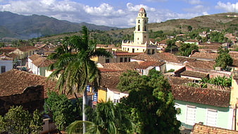 Aerial View of Trinidad, Cuba Historic Town and Church