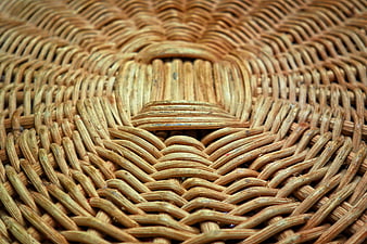 Close-up texture of woven reed basket pattern