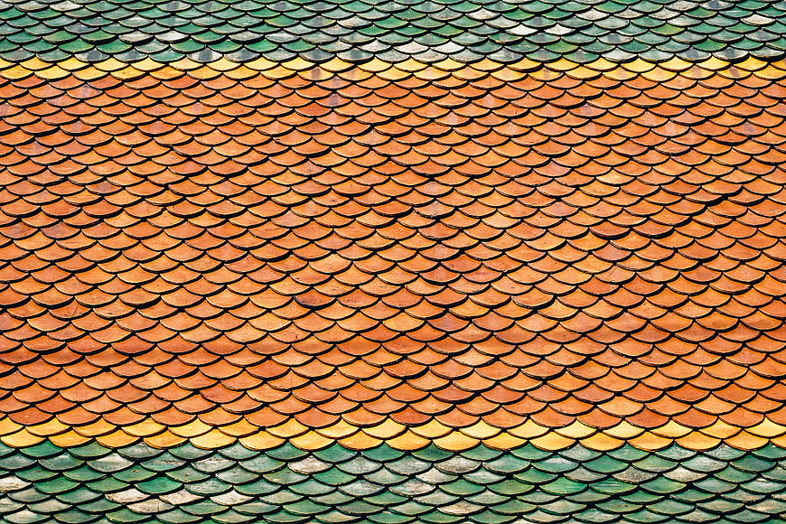 Colorful traditional roof tiles pattern background