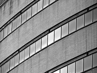 Black and White Modern Building Facade with Windows