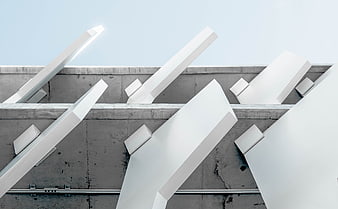 Abstract modern architecture with white geometric beams