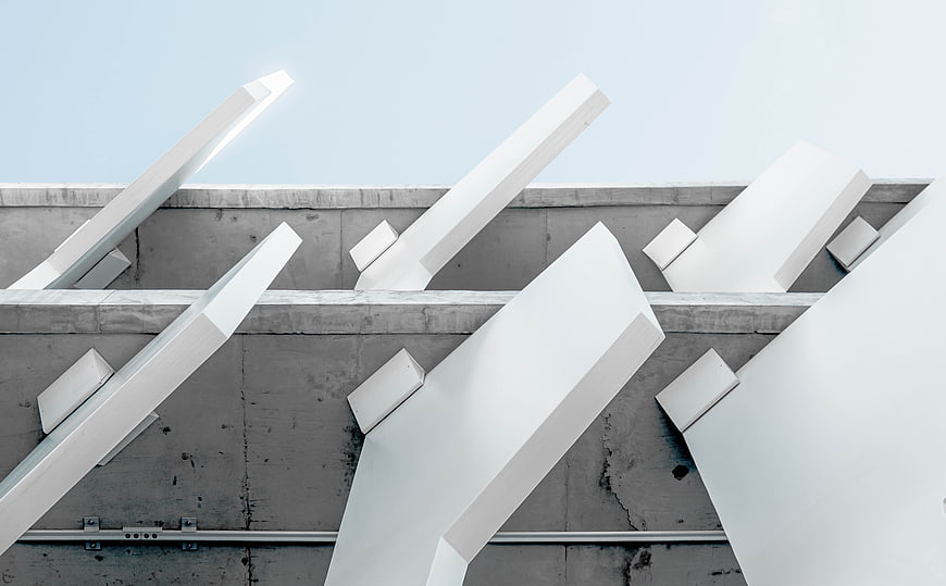 Abstract modern architecture with white geometric beams