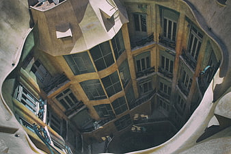Winding Courtyard of Casa Mila La Pedrera in Barcelona