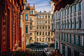 Historic European City Street View With Ornate Architecture