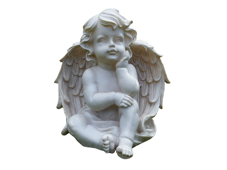 White Marble Cherub Angel Statue Sculpture