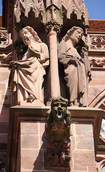 Gothic Cathedral Stone Statues and Gargoyle Detail