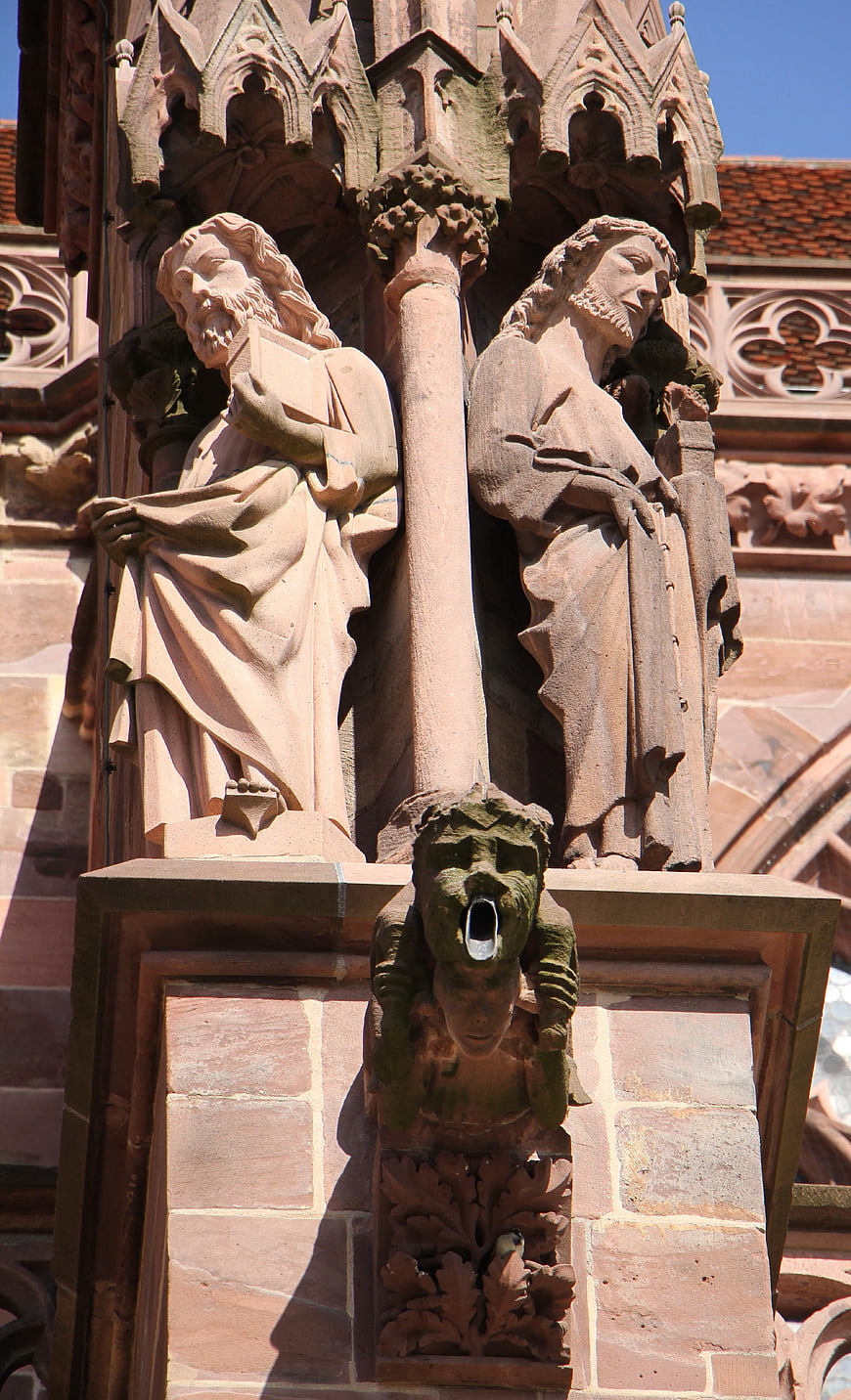 Gothic Cathedral Stone Statues and Gargoyle Detail