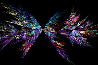Vibrant multicolor flame fractal on black background