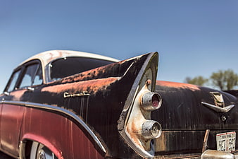 Rusty vintage car tail fin detail