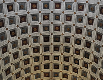 Ornate coffered dome ceiling with geometric pattern
