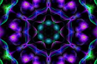 Abstract purple and green kaleidoscope mandala pattern
