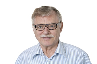 Senior Male Portrait With Glasses And Mustache On White Background