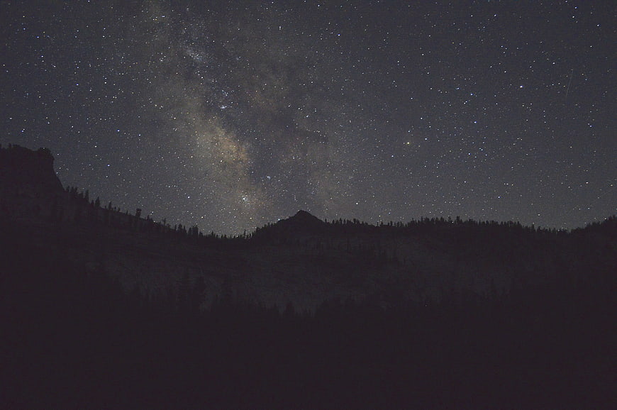 Milky Way Galaxy Over Silhouetted Mountain Ridge at Night