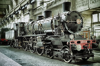 Vintage Black Steam Locomotive in Railway Museum