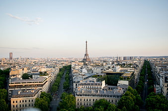 Aerial View of Paris Cityscape with Eiffel Tower