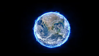 Electric Earth Globe with Blue Lightning Energy Aura