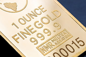 Close-up of 1 Ounce Fine Gold Bar 999.9