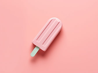 Minimalist Pink Popsicle on Pastel Background