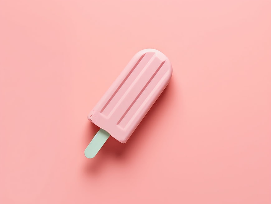 Minimalist Pink Popsicle on Pastel Background