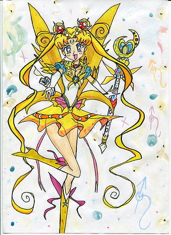 Hand-drawn Sailor Moon Eternal anime fan art illustration