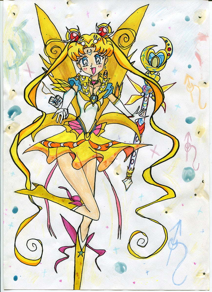 Hand-drawn Sailor Moon Eternal anime fan art illustration