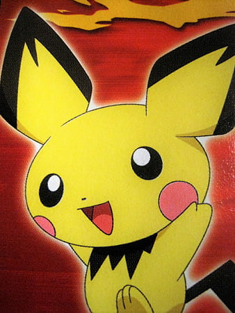 Close-up of Pikachu with red background