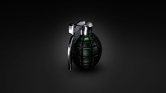 3D Render of a Green Military Hand Grenade on Dark Background