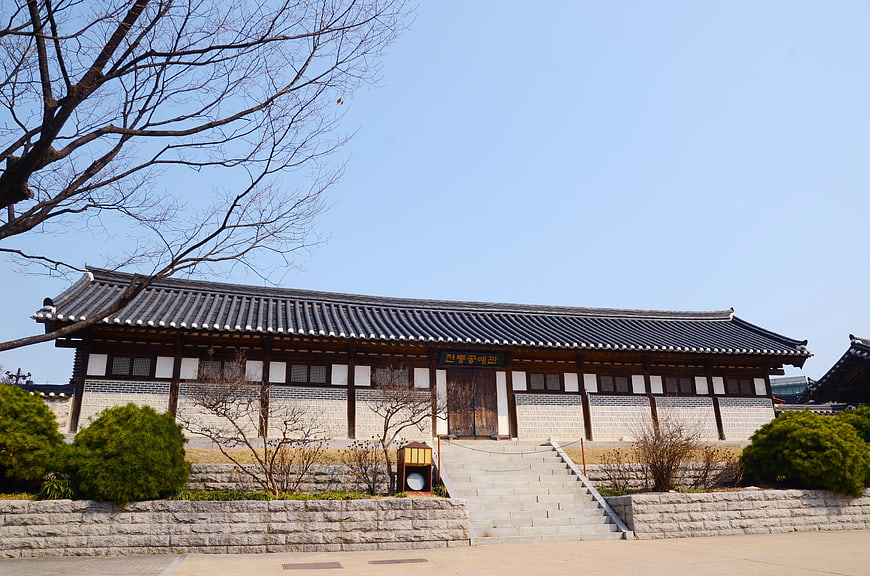 Traditional Korean Hanok Building with Tiled Roof