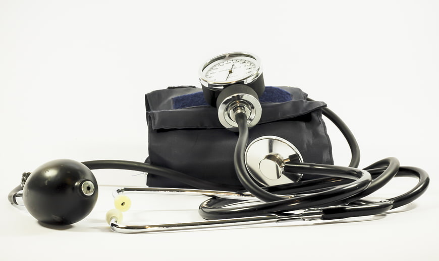 Sphygmomanometer and Stethoscope on White Background