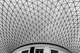 Black and white architectural glass dome ceiling pattern