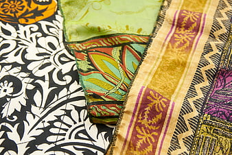 Colorful Indian Silk Fabric Patterns and Textures