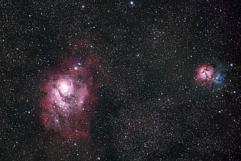 Deep Space Astrophotography of Red and Blue Nebulae