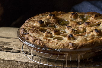 Rustic Homemade Apple Pie on Wooden Table
