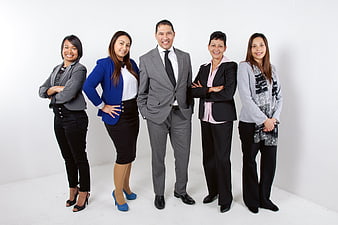 Diverse Business Team Standing Together in Professional Attire