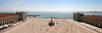 Panoramic view of Terreiro do Paço square in Lisbon, Portugal