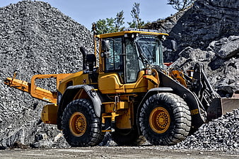 Yellow Volvo Wheel Loader at Quarry Site