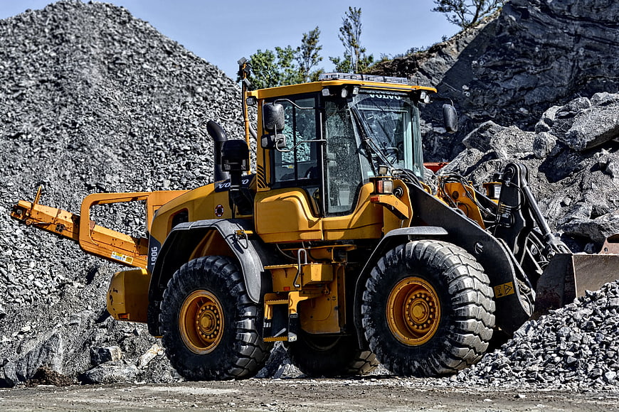 Yellow Volvo Wheel Loader at Quarry Site