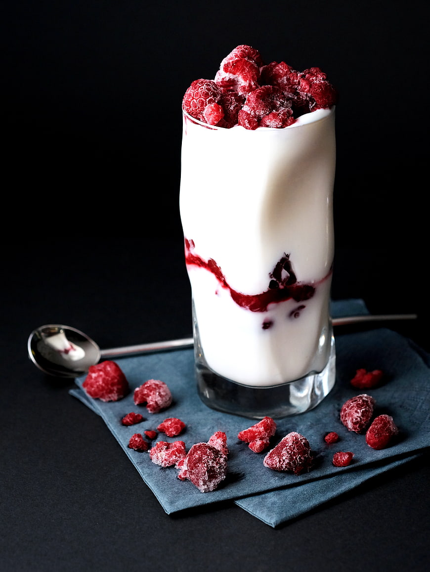 Frozen Raspberry Yogurt Parfait in Glass