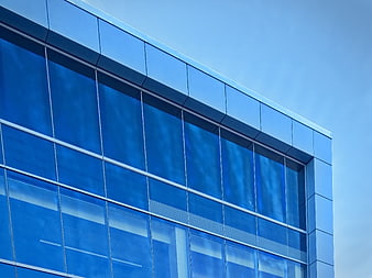 Modern Blue Glass Office Building Facade Architecture