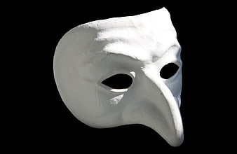 White Plague Doctor Mask Isolated on Black Background