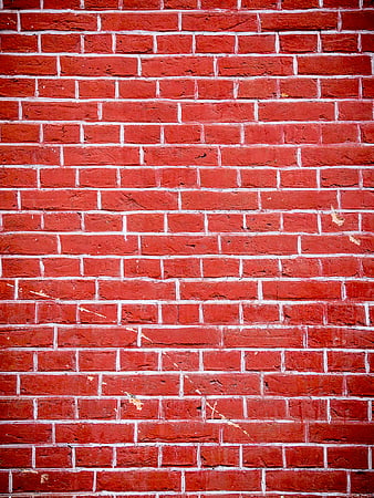 Textured Red Brick Wall Background with White Mortar