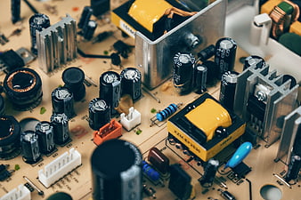 Close-up of electronic circuit board components