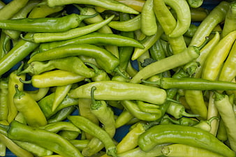 Top View of Fresh Green Peppers in a Crate