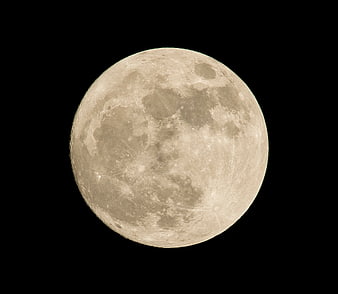 Full Moon Close-Up Against Black Night Sky