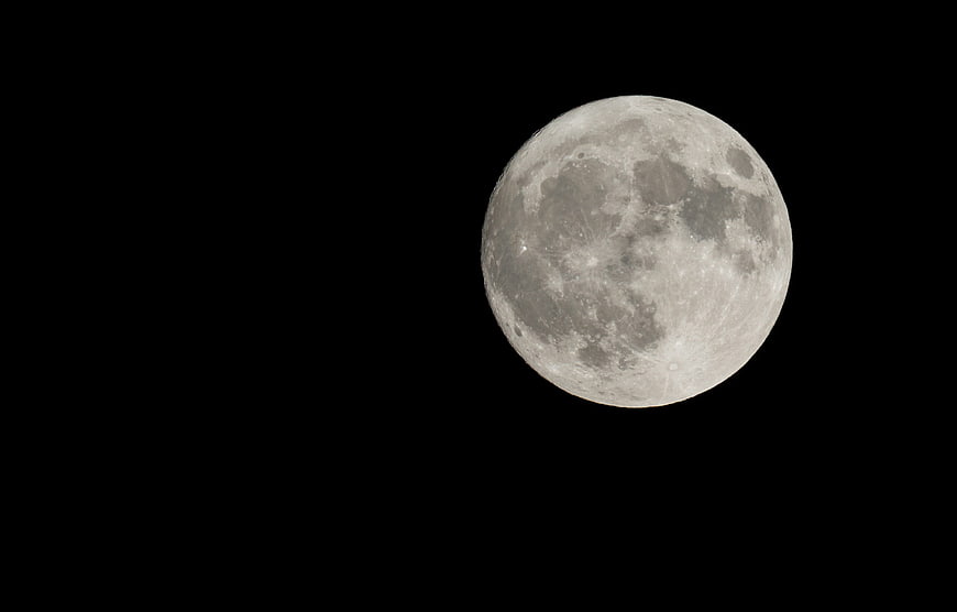 Full Moon Close-Up Against Black Night Sky