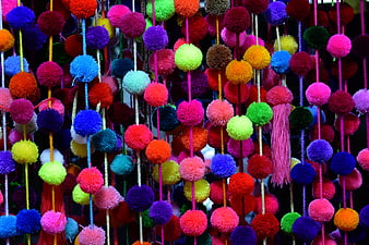 Colorful Mexican Pompon Curtain Craft